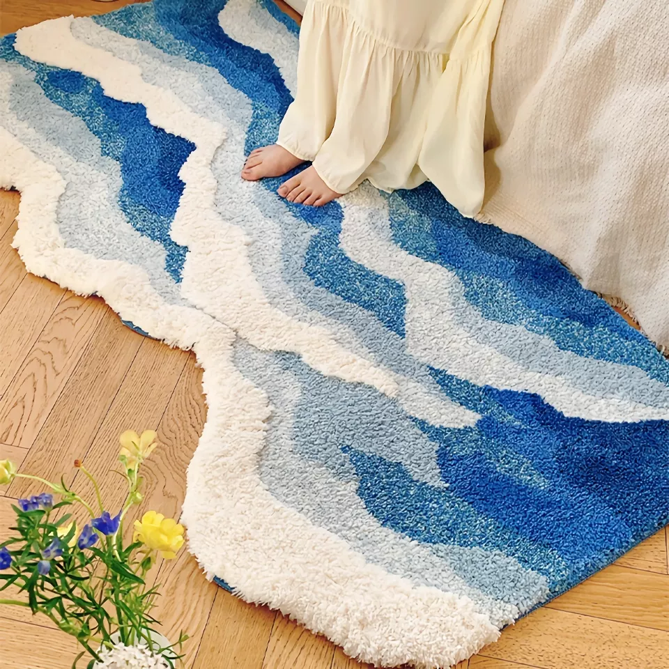 3914-7c525c Fluffy Ocean Wave Rug for Bedroom and Living Room - Image 1